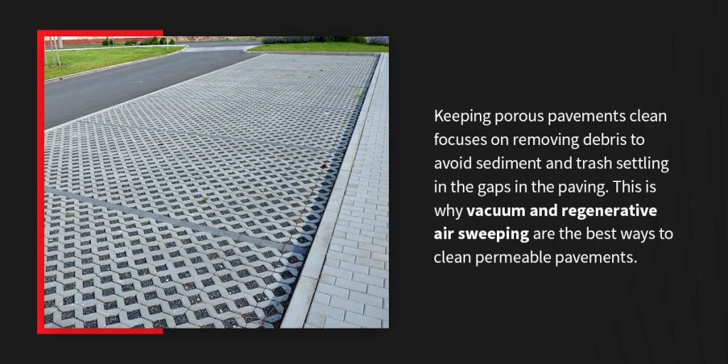 how to sweep porous pavement