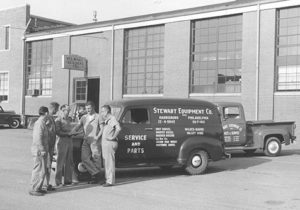 Stewart-Amos employees in the mid-1900s before the sweeper company became one of the top street sweep manufacturers.