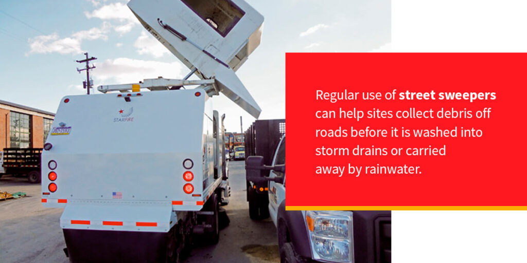 street sweepers can help sites collect debris as part of a SWPPP